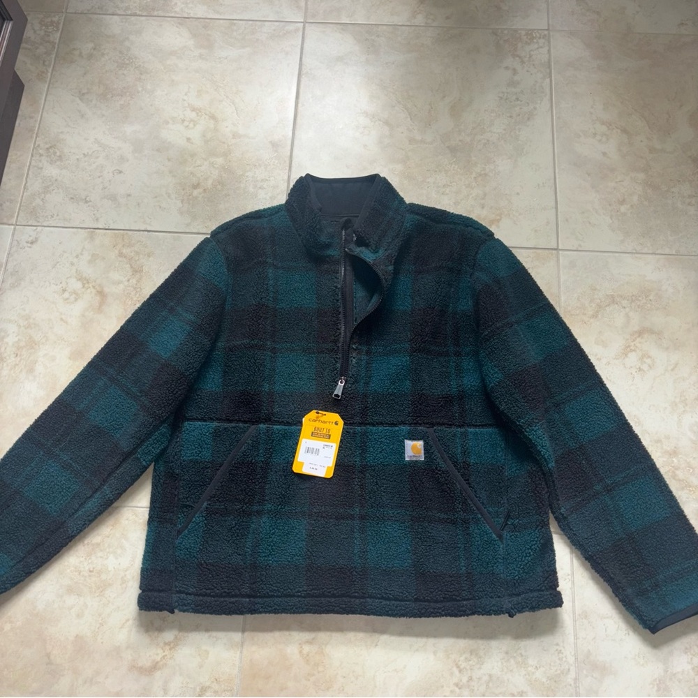 Carhartt Men's Black and Green Plaid Jacket NWT - Picture 6 of 7
